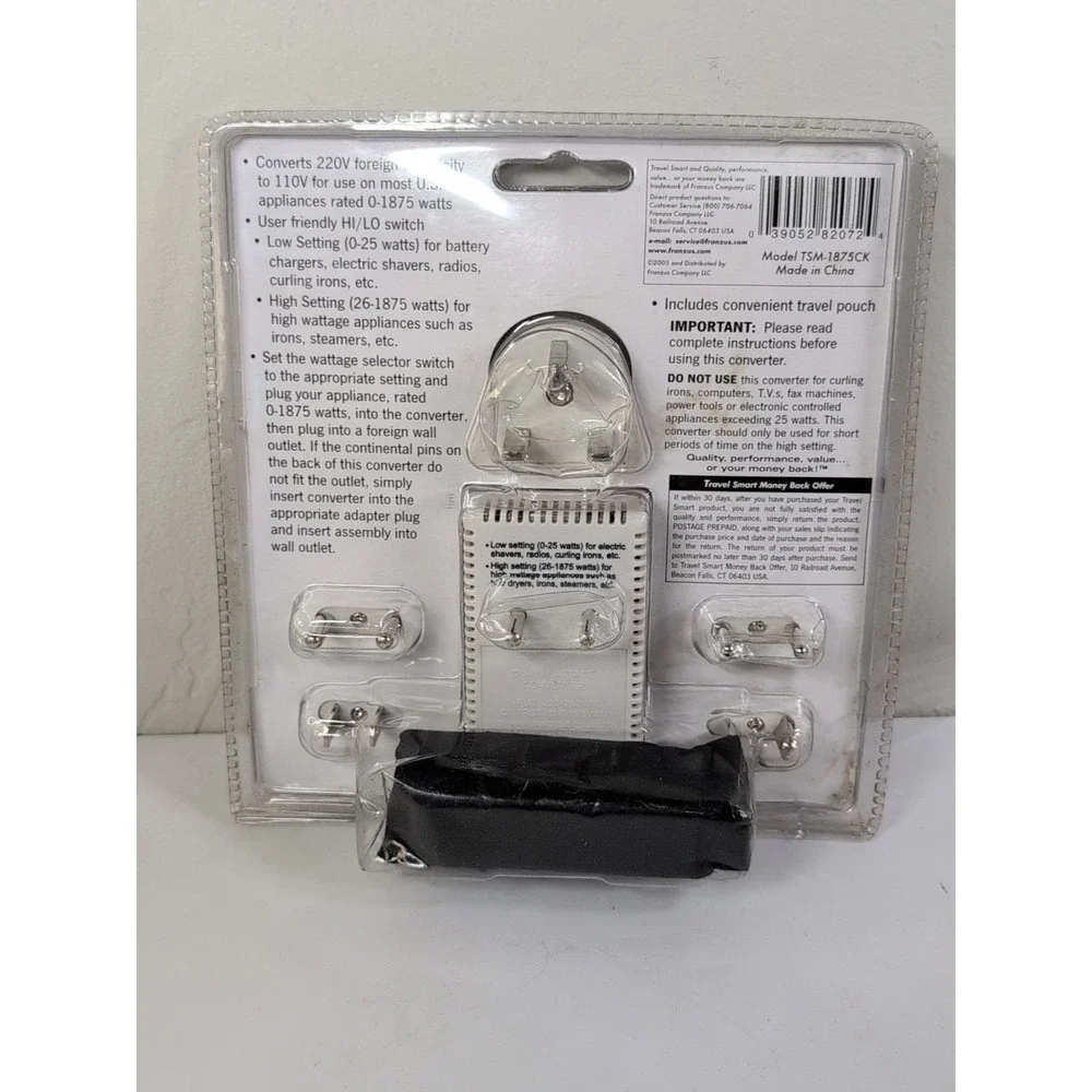Travel Smart  International Converter Set 1875 Watt 6 pc Set For Overseas Travel
